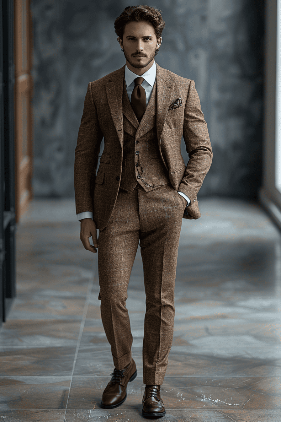 Champagne Wool Cocktail Party Suit — Custom Made to Measure