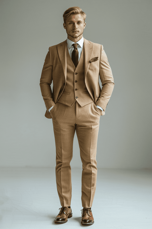 Champagne Wool Graduation Suit — Custom Made to Measure