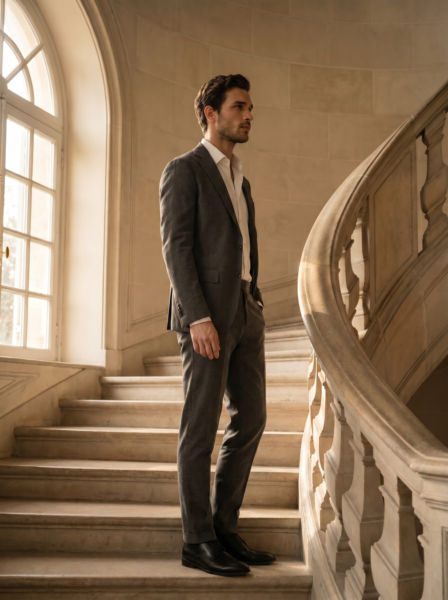 Charcoal Cotton Suit — Custom Made to Measure - side view