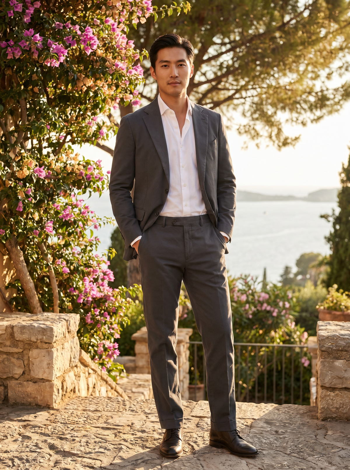 Charcoal Gray Cotton Groomsmen Suit — Custom Made to Measure