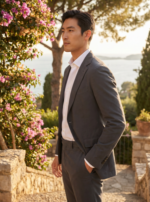 Charcoal Gray Cotton Groomsmen Suit — Custom Made to Measure — 2