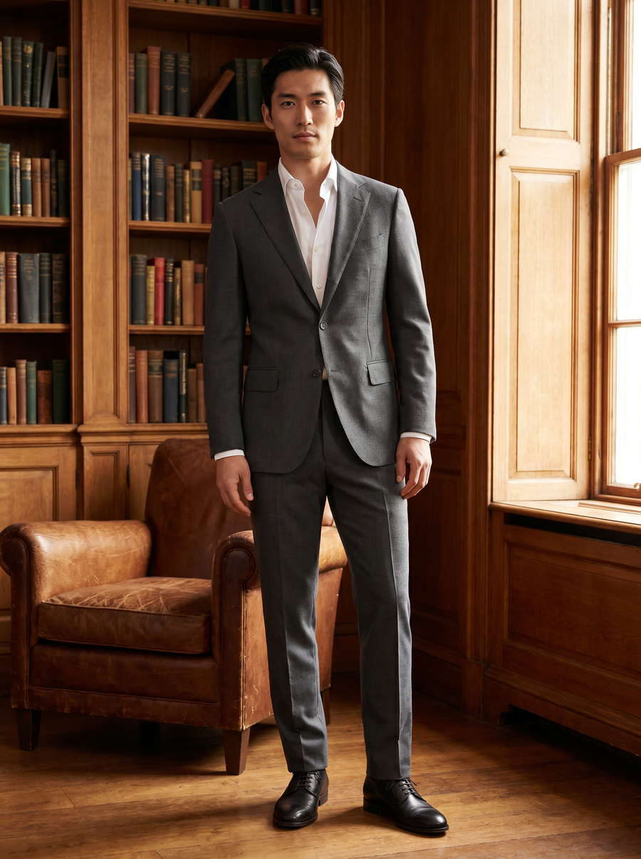 Charcoal Gray Cotton Suit — Custom Made to Measure