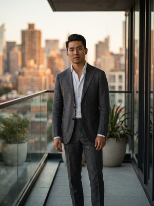 Charcoal Gray Linen Suit — Custom Made to Measure — 1