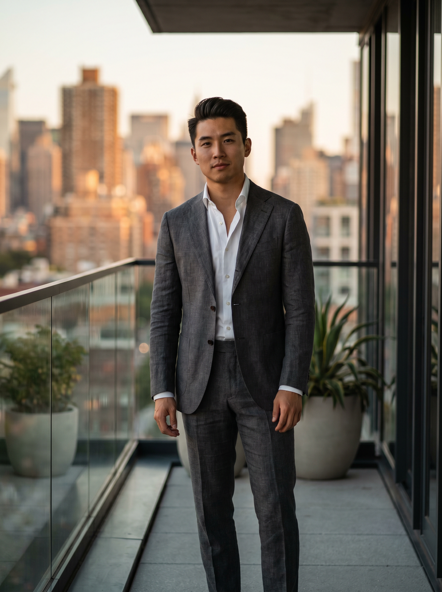 Charcoal Gray Linen Suit — Custom Made to Measure