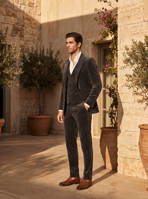 Charcoal Gray Velvet 3-Piece Suit — Custom Made to Measure — 2