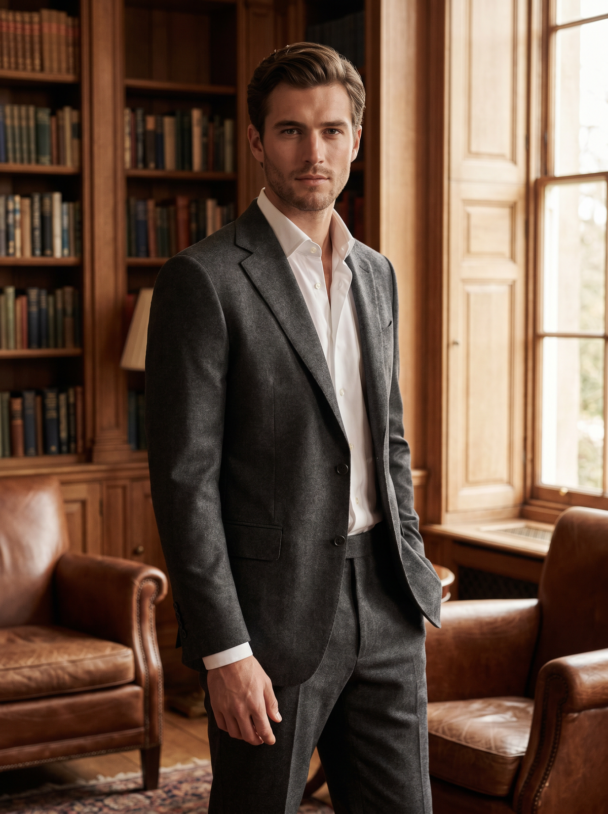 Charcoal Gray Wool Groomsmen Suit — Custom Made to Measure