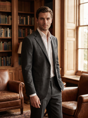Charcoal Gray Wool Groomsmen Suit — Custom Made to Measure — 1