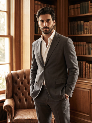 Charcoal Grey Cotton Groomsmen Suit — Custom Made to Measure — 1