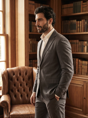 Charcoal Grey Cotton Groomsmen Suit — Custom Made to Measure — 2