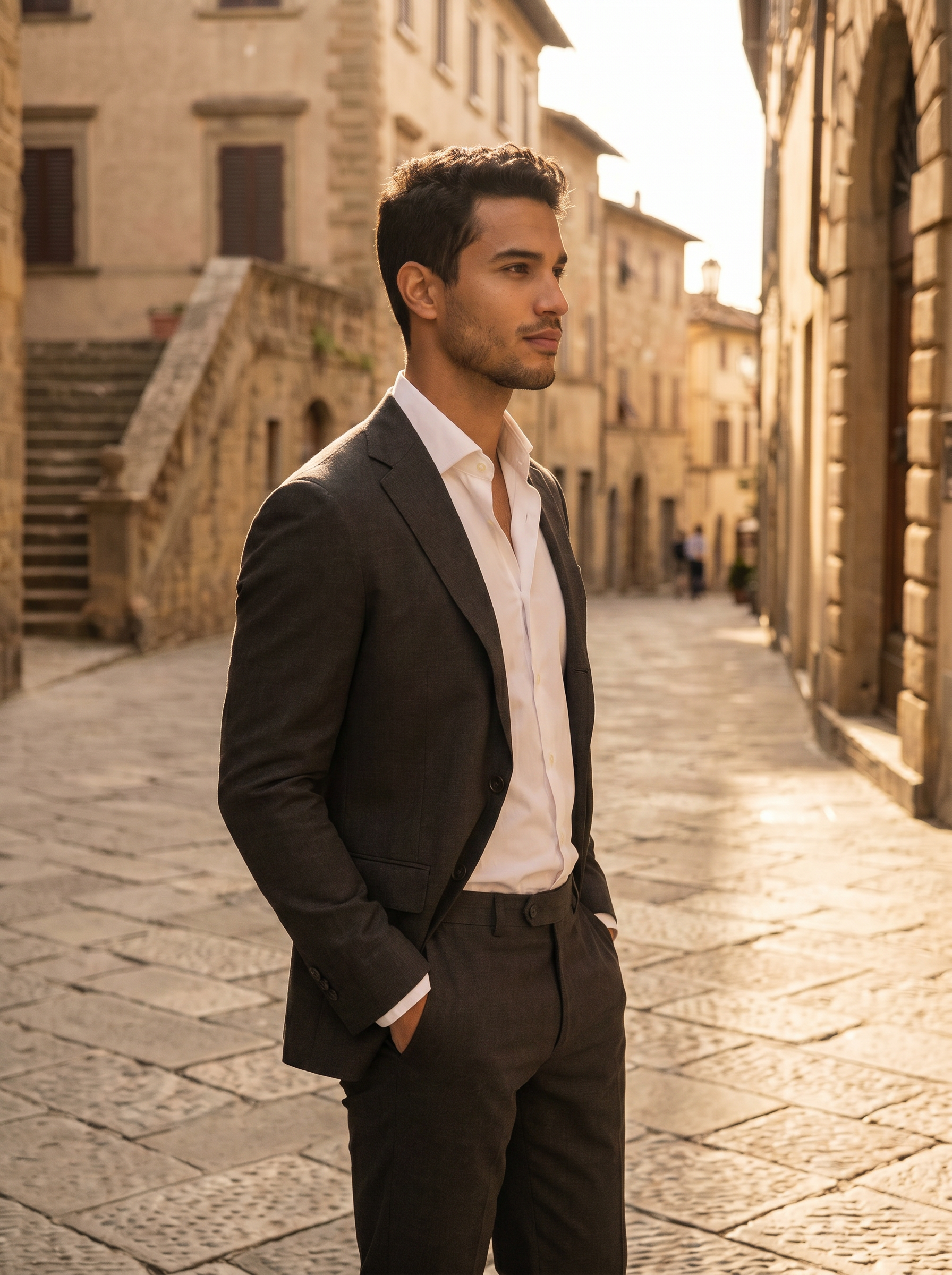 Charcoal Grey Cotton Suit — Custom Made to Measure - side view