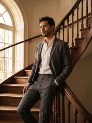 Charcoal Grey Linen Suit — Custom Made to Measure — 1