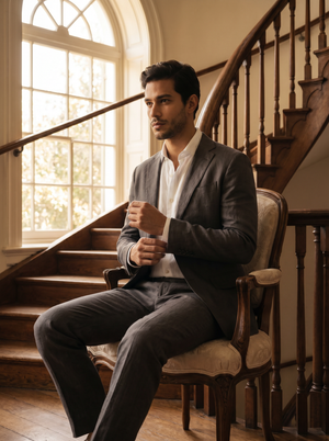 Charcoal Grey Linen Suit — Custom Made to Measure — 3