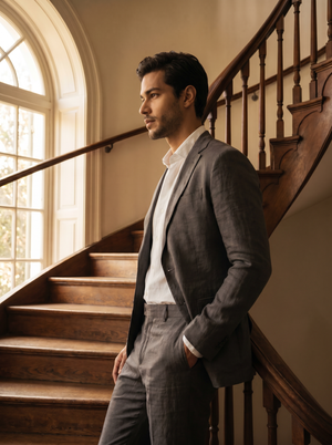Charcoal Grey Linen Suit — Custom Made to Measure — 2