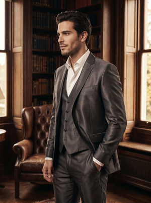 Charcoal Grey Silk Blend 3-Piece Suit — Custom Made to Measure — 2