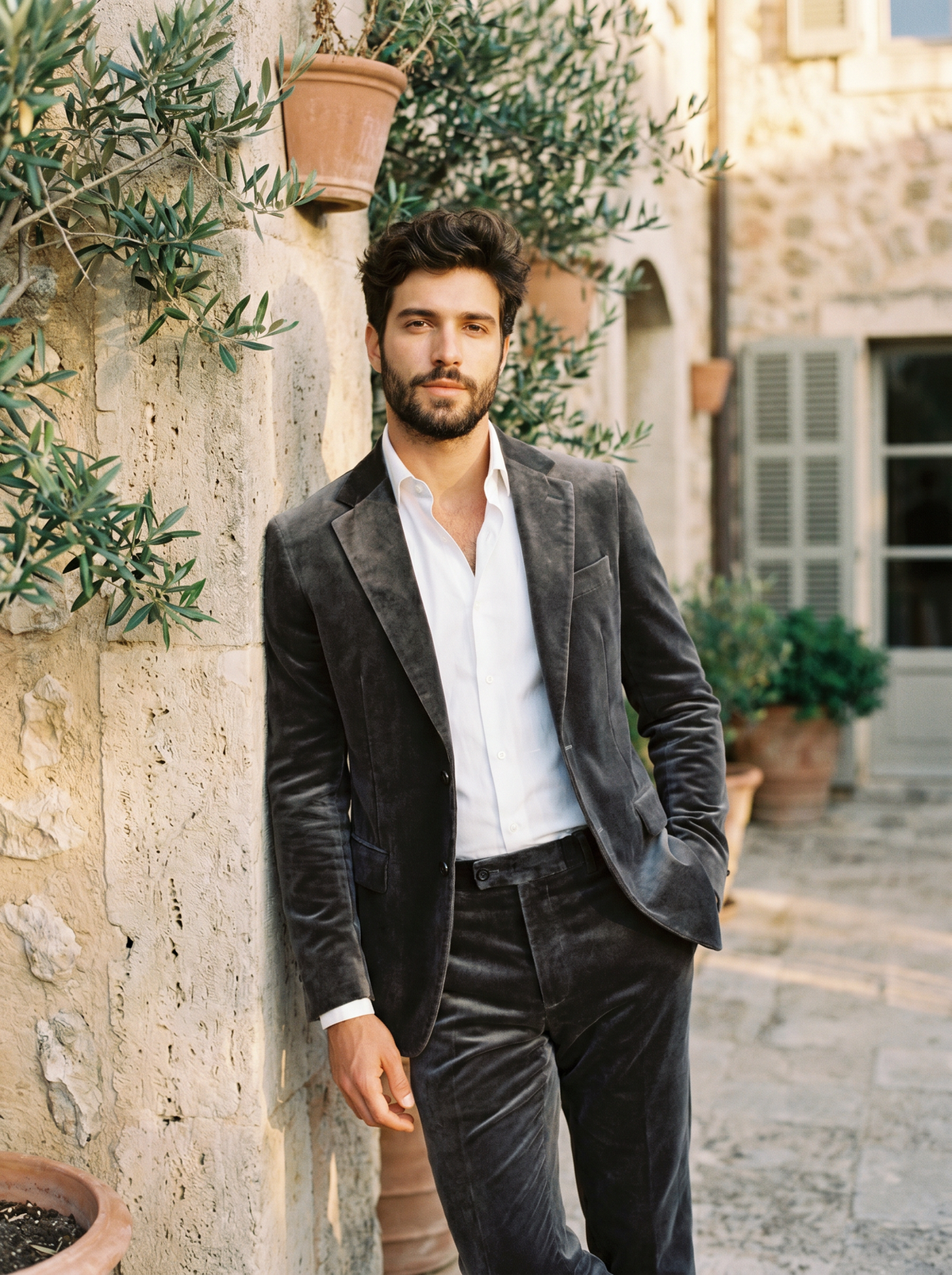 Charcoal Grey Velvet Suit — Custom Made to Measure
