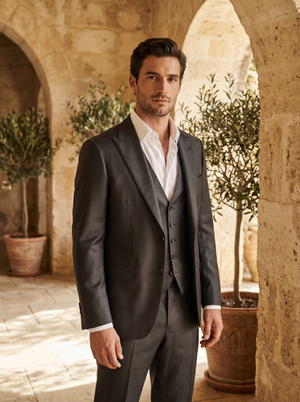 Charcoal Silk Blend 3-Piece Suit — Custom Made to Measure — 1