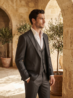 Charcoal Silk Blend 3-Piece Suit — Custom Made to Measure — 2