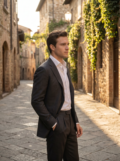 Charcoal Silk Blend Suit — Custom Made to Measure - side view