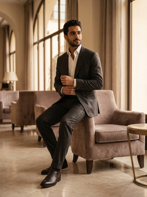 Charcoal Wool Groomsmen Suit — Custom Made to Measure — 3