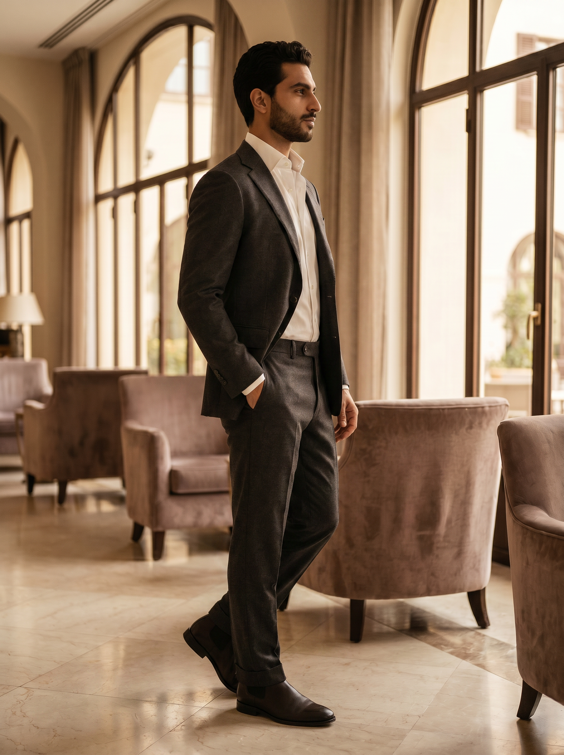 Charcoal Wool Groomsmen Suit — Custom Made to Measure - side view