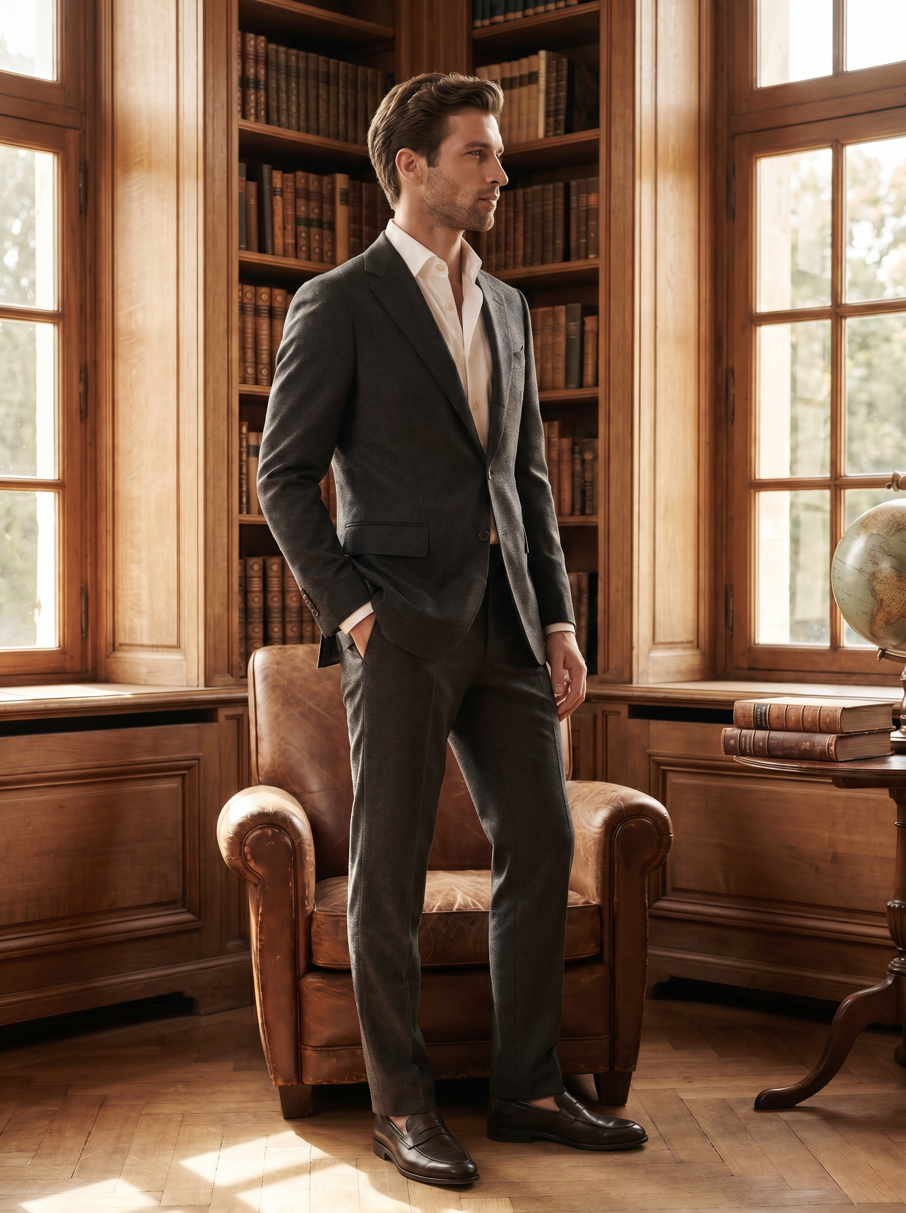 Charcoal Wool Suit — Custom Made to Measure - side view