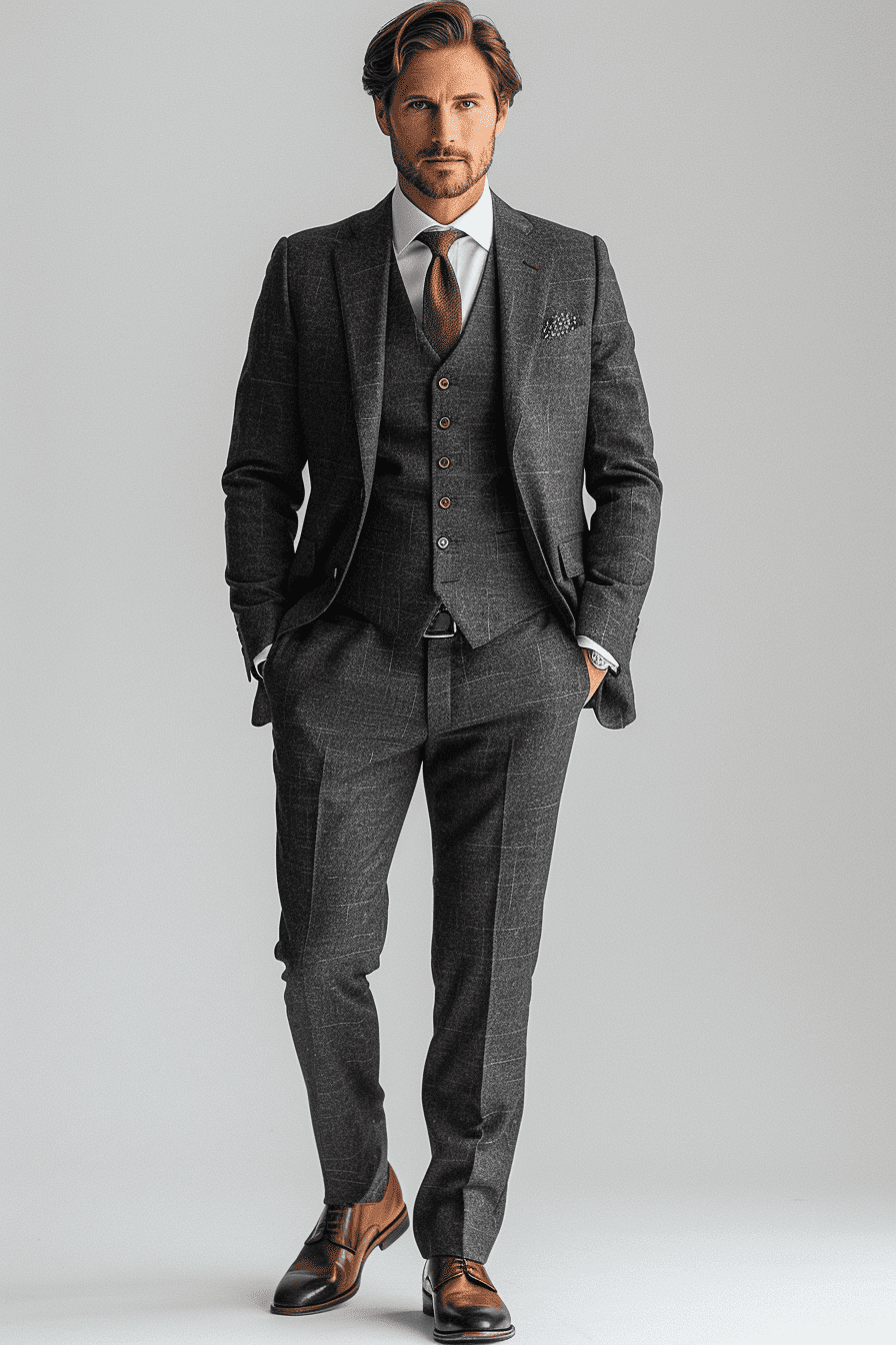 Charcoal Gray Cotton Father of the Bride Suit — Custom Made to Measure