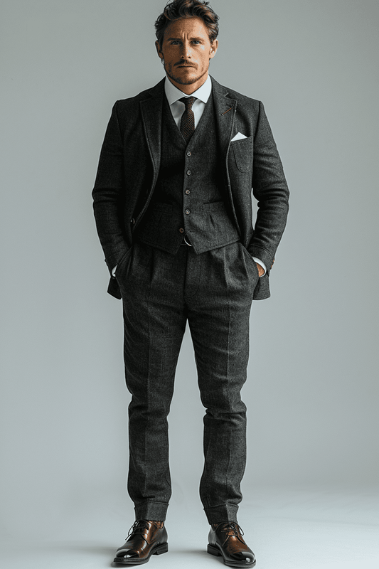 Charcoal Gray Linen Father of the Bride Suit — Custom Made