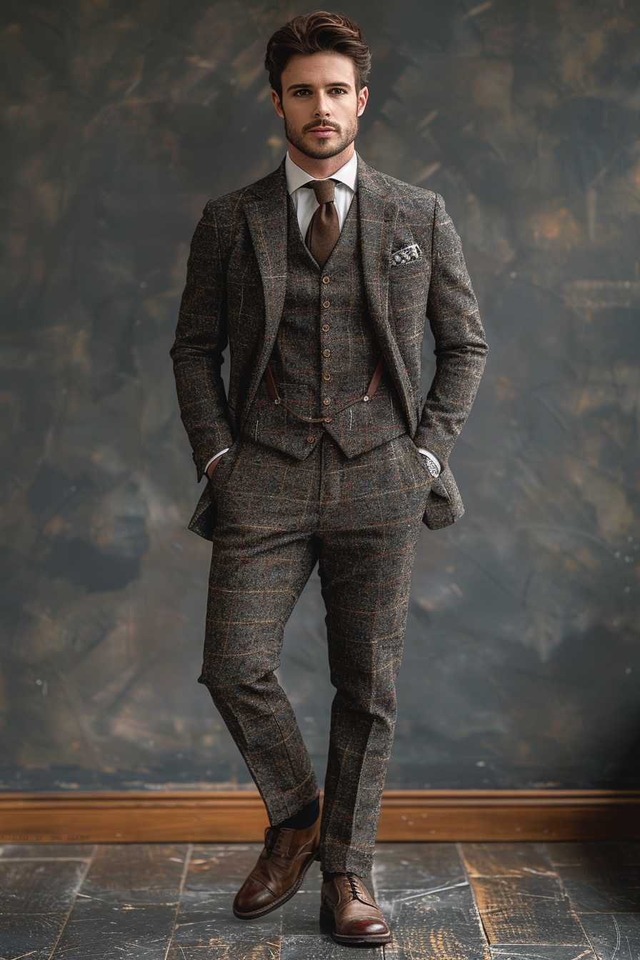 Charcoal Gray Tweed Suit — Custom Made to Measure