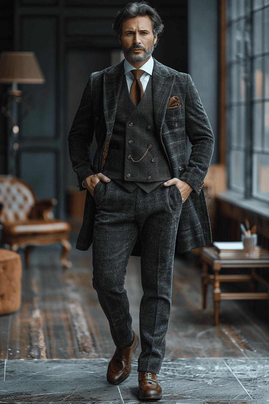 Charcoal Gray Velvet Cocktail Party Suit — Custom Made to Measure