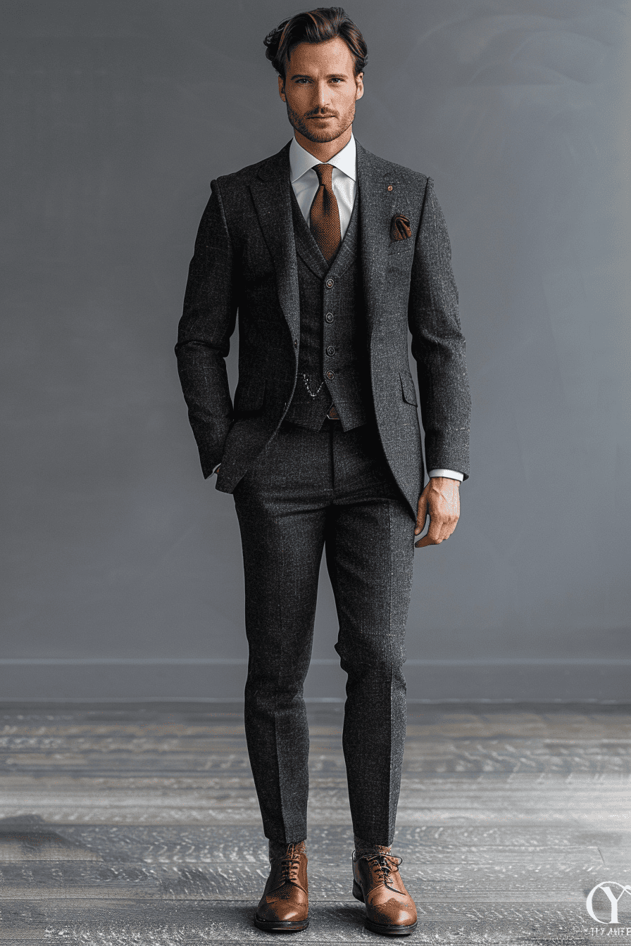 Charcoal Gray Wool Cocktail Party Suit — Custom Made to Measure