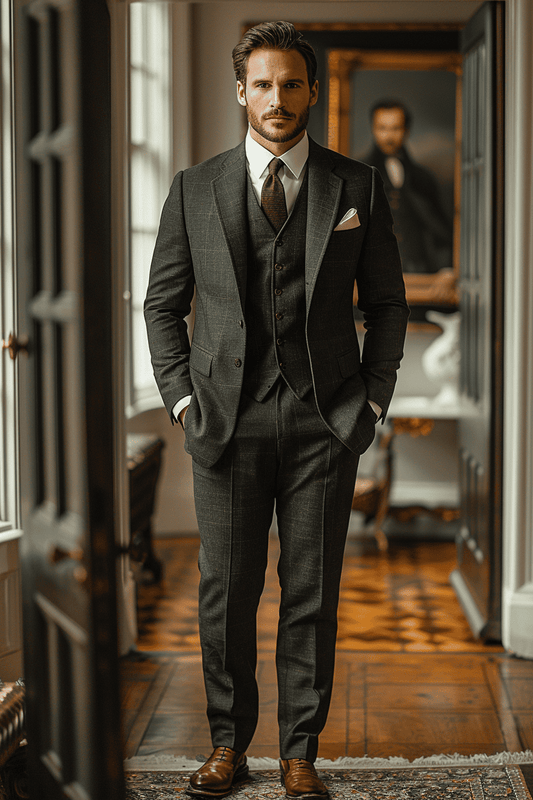 Charcoal Grey Cotton Father of the Bride Suit — Custom Made