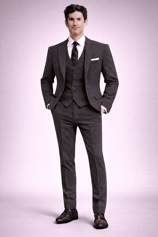 Charcoal Grey Cotton Slim Fit Suit — Custom Made to Measure