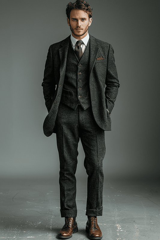 Charcoal Grey Silk Blend Father of the Bride Suit — Custom Made