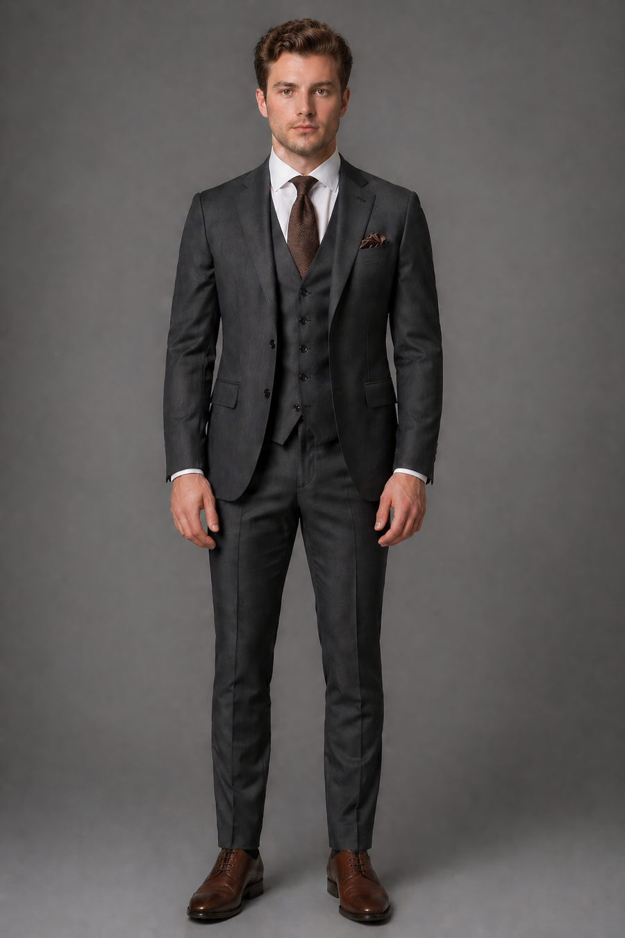 Charcoal Grey Silk Blend Groomsmen Suit — Custom Made to Measure