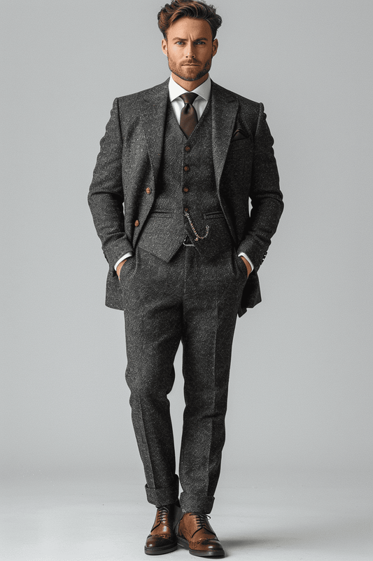 Charcoal Grey Wool Cocktail Party Suit — Custom Made to Measure