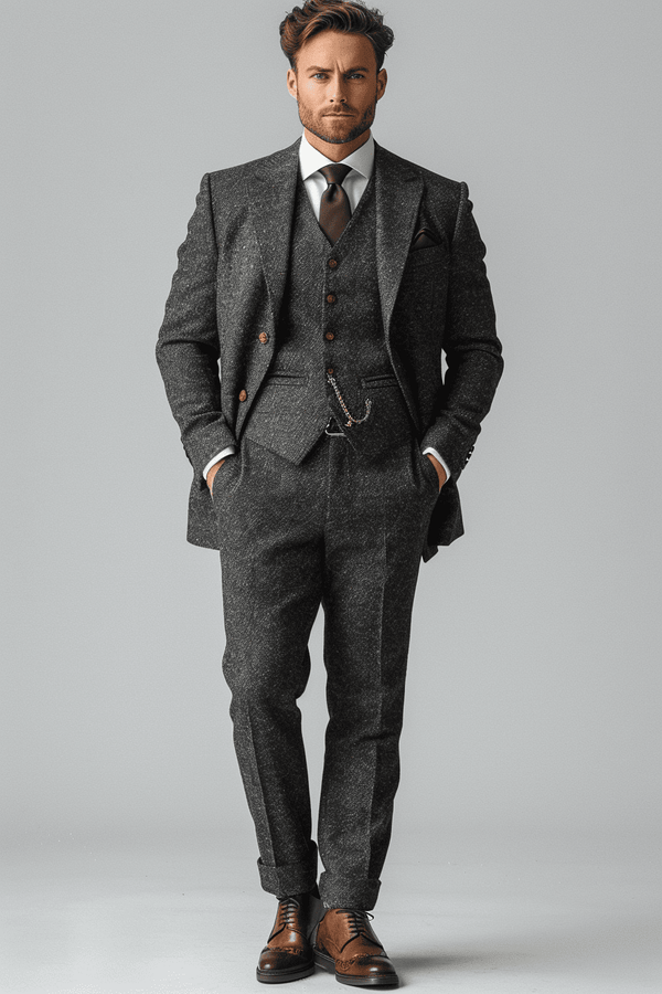 Charcoal Grey Wool Cocktail Party Suit — Custom Made to Measure