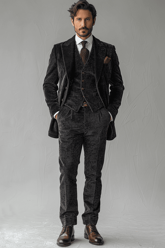 Charcoal Velvet Cocktail Party Suit — Custom Made to Measure