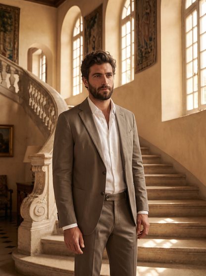 Clay Cotton Suit — Custom Made to Measure - front view
