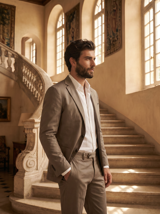 Clay Cotton Suit — Custom Made to Measure - side view