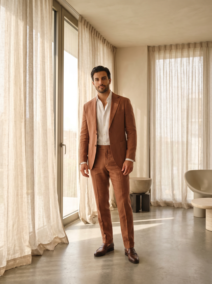 Clay Linen Suit — Custom Made to Measure - front view
