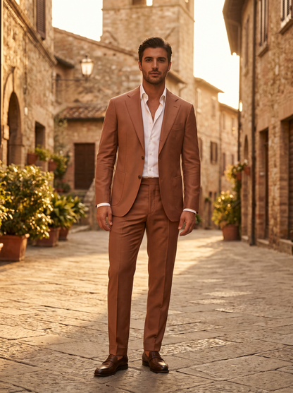 Clay Silk Blend Suit — Custom Made to Measure - front view
