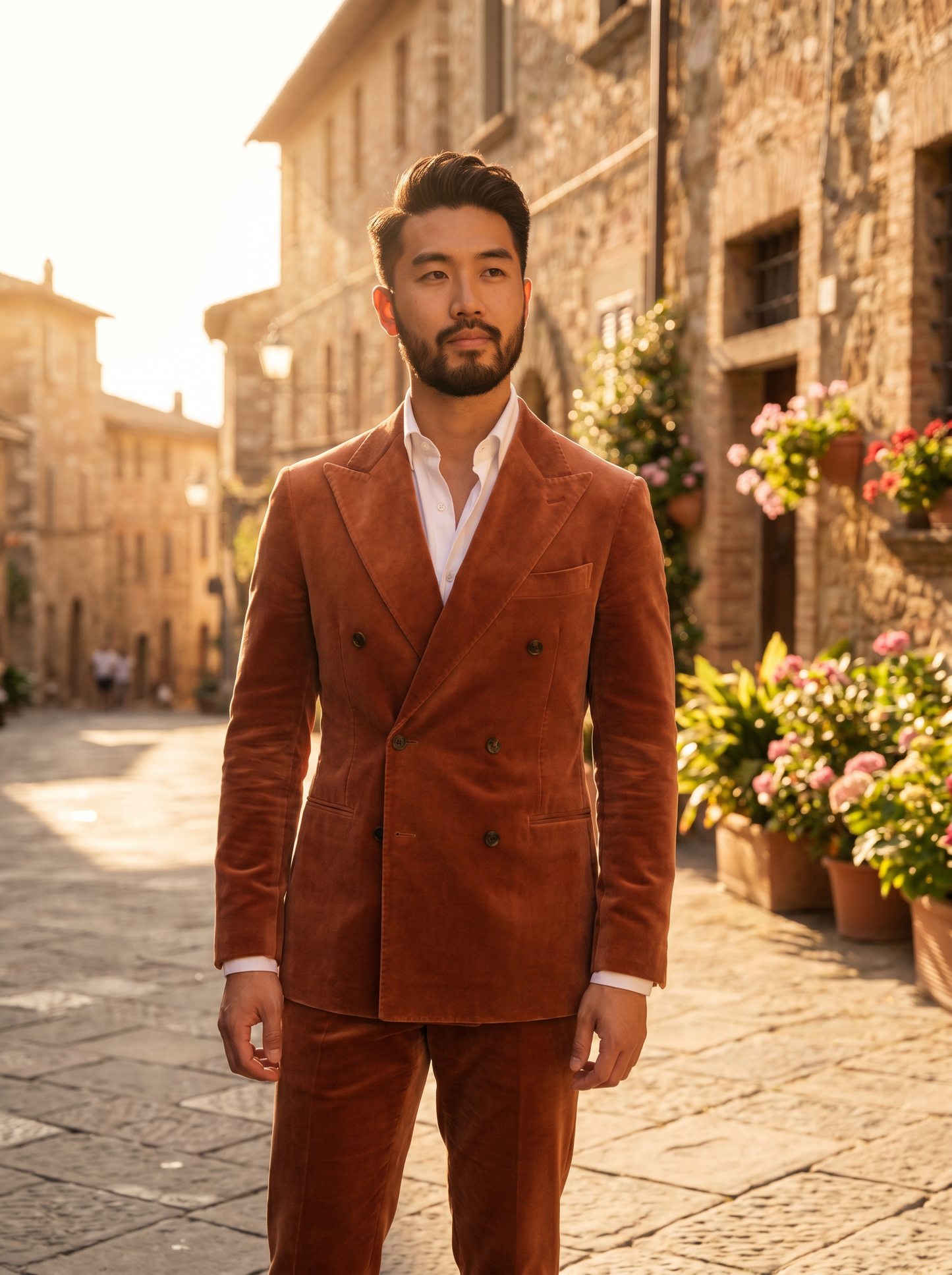 Clay Velvet Double Breasted Suit — Custom Made to Measure - front view