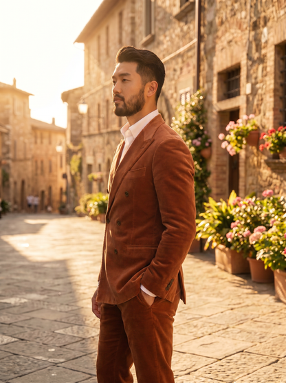 Clay Velvet Double Breasted Suit — Custom Made to Measure - side view