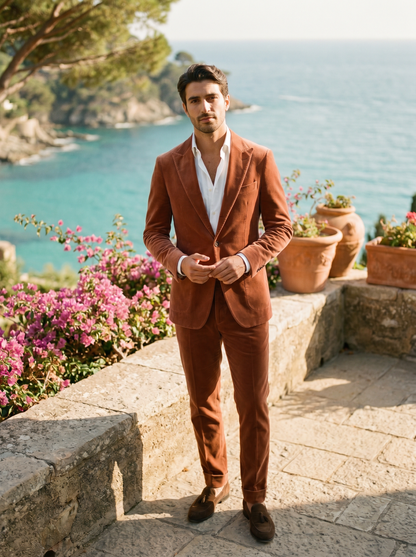 Clay Velvet Suit — Custom Made to Measure - front view