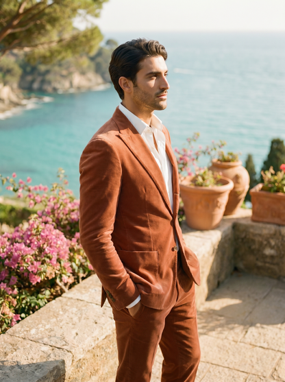 Clay Velvet Suit — Custom Made to Measure - side view