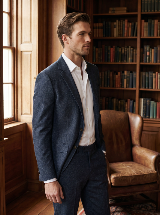 Clay Wool Groomsmen Suit — Custom Made to Measure - side view