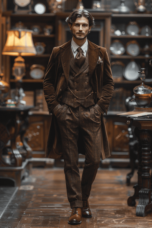 Clay Velvet Cocktail Party Suit — Custom Made to Measure
