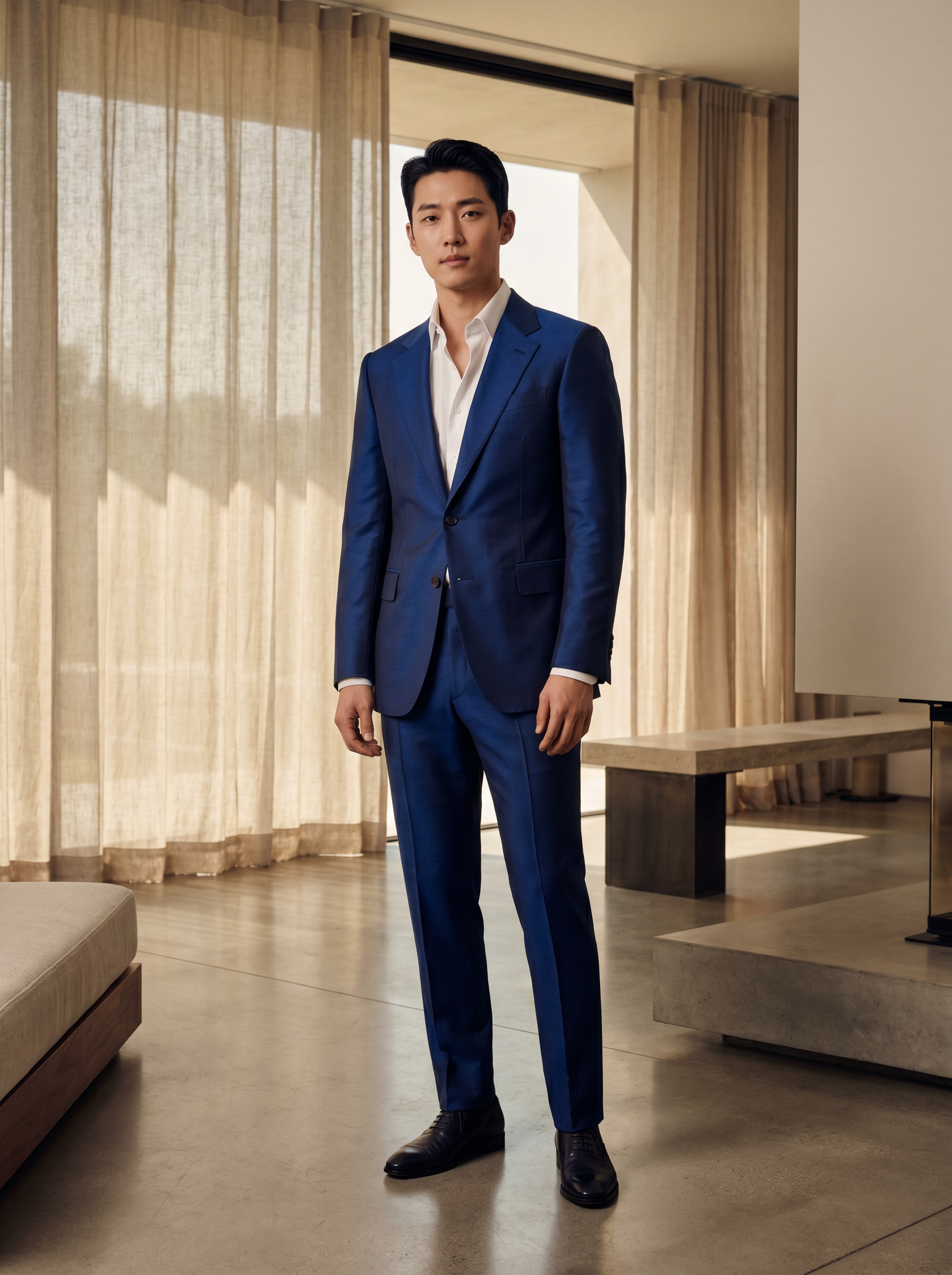 Cobalt Blue Silk Blend Suit — Custom Made to Measure - front view