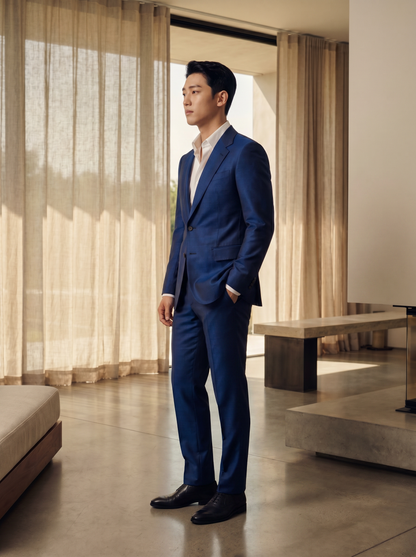 Cobalt Blue Silk Blend Suit — Custom Made to Measure - side view