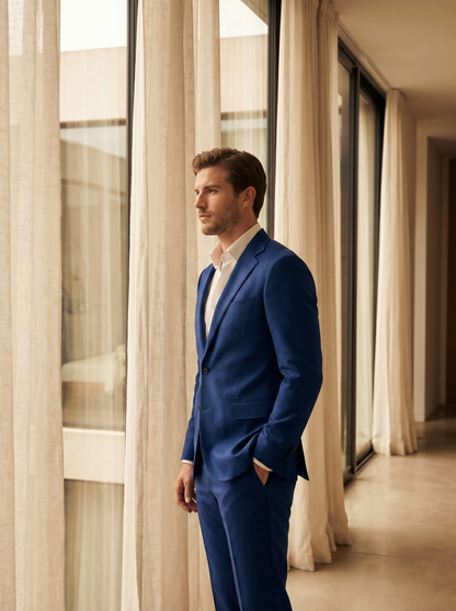 Cobalt Blue Wool Groomsmen Suit — Custom Made to Measure - side view